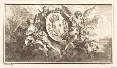 Brasão Real de Luís XV de Pierre François Tardieu or Jacques Nicolas Tardieu after François Boucher