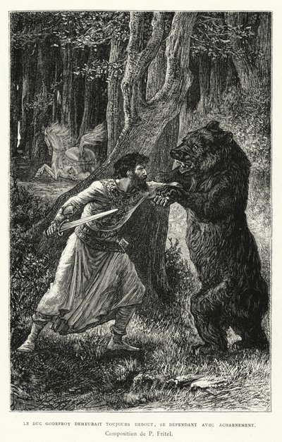 Duke Godefroy Sempre se Levantou, Defendendo-se (gravura) de Pierre Fritel