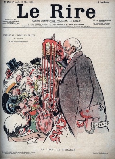 O brinde de Otto Von Bismarck - desenho de Pierre Georges Jeanniot (1848-1934) para "Le Rire" de 19 de Março de 1898 de Pierre Georges Jeanniot