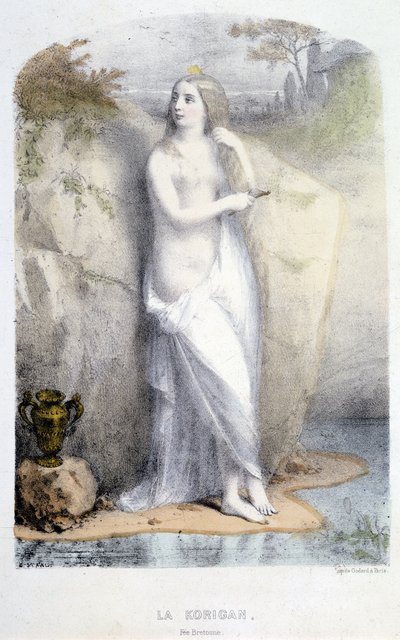La Korrigan, fada bretonne - em "Les femmes mythologiques", de Mery e Foelix, doente. de G. Staal, ed. de Gouet de Pierre Gustave Eugene Staal