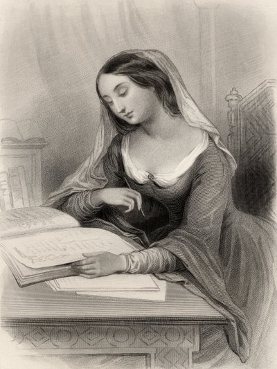 Ilustração de Heloise (1101-60) de &39;World noted women&39; por Mary Cowden Clarke, 1858 de Pierre Gustave Eugene Staal