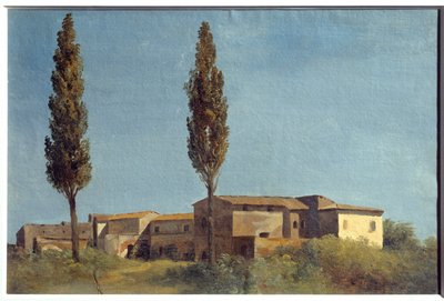 Na Villa Farnese, os dois choupos. Pintura de Pierre Henri De Valenciennes (1750-1819) de Pierre Henri de Valenciennes