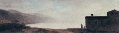 Lago Nemi na chuva (óleo sobre papel montado no cartão) de Pierre Henri de Valenciennes