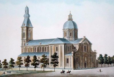 Igreja de São Pedro em Gand, de "Choix des Monuments, Edifices et Maisons les plus remarquables du Royaume des Pays-Bas" de Pierre Jacques Goetghebuer, publicado em 1827 (aquatint) de Pierre Jacques Goetghebuer