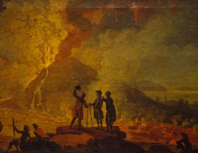 Erupção do Vesúvio, de Pierre-Jacques Volaire (1729-1792), óleo sobre tela, 52x79 cm. Detalhe. de Pierre Jacques Volaire