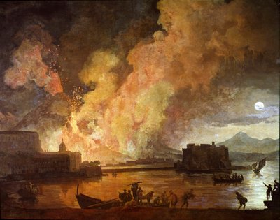 A erupção da Vesúvia em Nápoles à luz da lua (Pintura de Pierre Jacques Volaire
