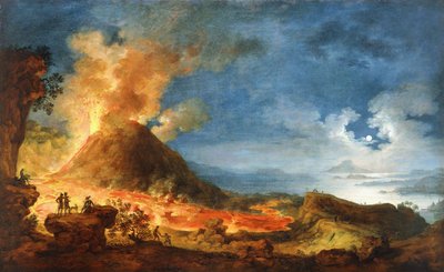 Vesúvio em erupção, com os turistas em primeiro plano, de Pierre Jacques Volaire