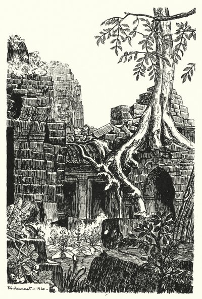 Uma corte interior, Bayon (gravura) de Pierre Jeannerat de Beerski