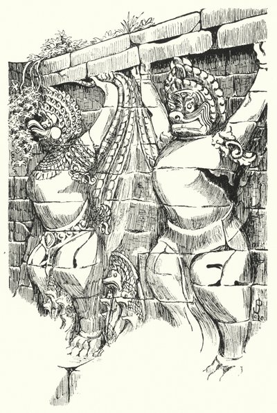 Garudas, Terraço dos Elefantes (gravura) de Pierre Jeannerat de Beerski