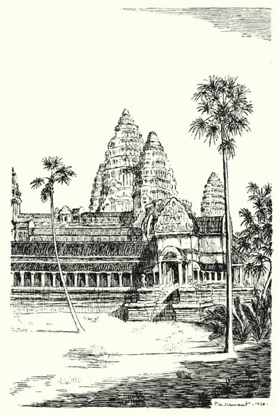 As torres de Angkor Vat (gravura) de Pierre Jeannerat de Beerski