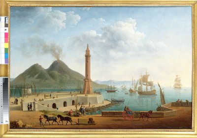 Vista do Vesúvio do porto de Nápoles, 1791 (par de 121416) de Pierre Joseph Petit
