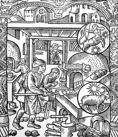 Sagitário e Capricórnio (gravura) de Pierre Le Rouge