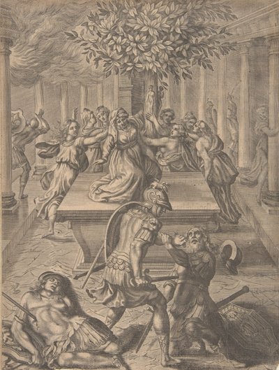 O saque de Tróia-Pirro matando Príamo, antes de 1654. de Pierre Lombart