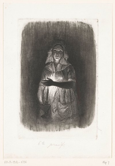 Criada com vela acesa
Cinco provas de gravura (título da série) de Pierre Louis Dubourcq