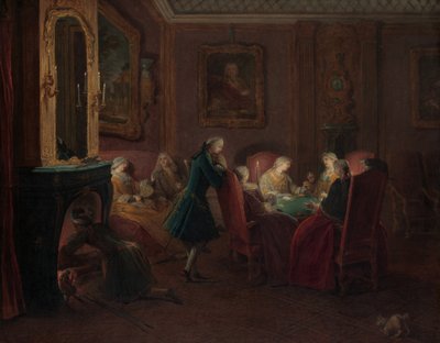 Jogadores de cartas em uma sala de estar. de Pierre Louis Dumesnil