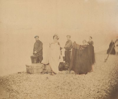 [La Comtesse com grupo em uma praia rochosa], década de 1860. de Pierre Louis Pierson