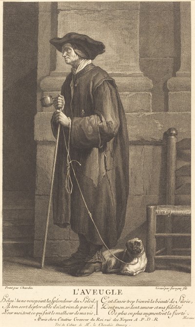 The Blind Beggar de Pierre Louis de Surugue after Jean Siméon Chardin