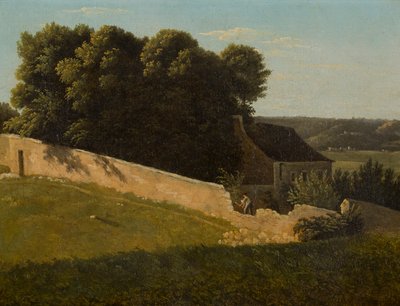 Paisagem de verão com casa de campo (óleo sobre tela) de Pierre Luc Charles Ciceri