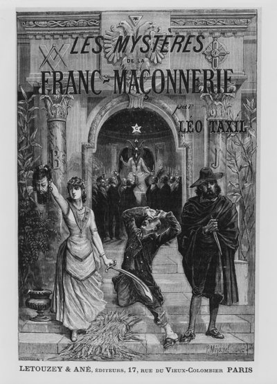 Ilustração da capa dos &39;The Mysteries of Freemasonry&39; de Leo Taxil de Pierre Mejanel