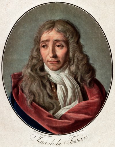 Retrato de Jean de La Fontaine (Lafontaine) (1621-1695), poeta francês gravado por Pierre Michel Alix (1762-1817) por Ambroise Louis Garnerey (1783-1857) de Pierre Michel Alix