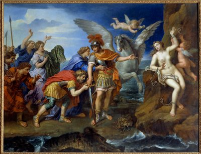 Persee delivating Andromede chainee andromede a uma rocha é delivado por Persee e salva o monstro marinho. Pintura de Pierre Mignard (1612-1695) Século XVII de Pierre Mignard