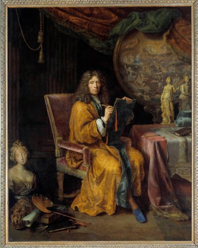 Auto-Retrato Pintura de Pierre Mignard (1612-1695) Século XVII. Sol 2,35x1,88 m. - Auto-retrato de Pierre Mignard (1612-1695) Século XVII. 2,35 x 1,88 m. - Museu do Louvre, Paris de Pierre Mignard