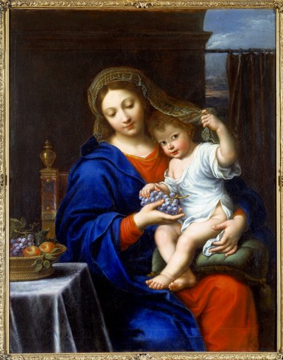 A Virgem tem o conjunto Pintura de Pierre Mignard (1612-1695) 1640 Sol. 1,21x0,94 m de Pierre Mignard