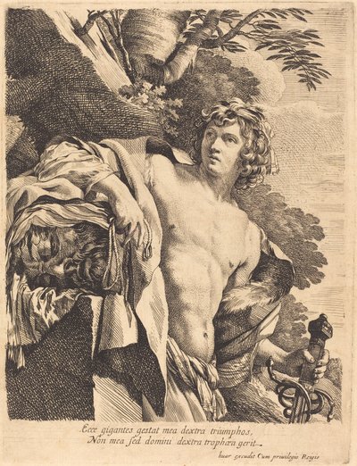Davi com a Cabeça de Golias de Pierre Mignard I after Simon Vouet