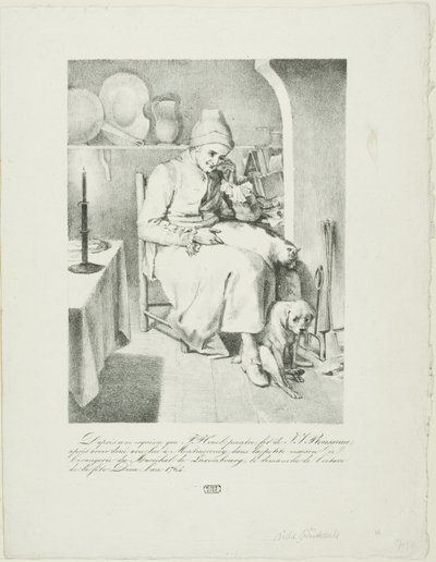 Esboço de Jean-Jacques Rousseau (frente); Cena de floresta (verso) de Pierre Nolasque Bergeret