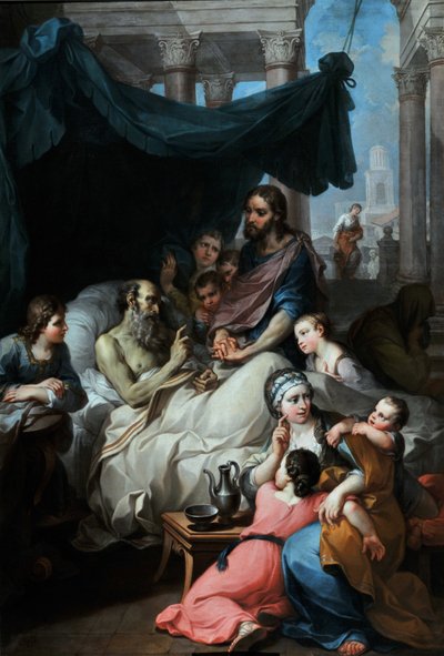 Morte do velho Tobie ou Morte do pai de Tobie (óleo sobre tela) de Pierre Parrocel