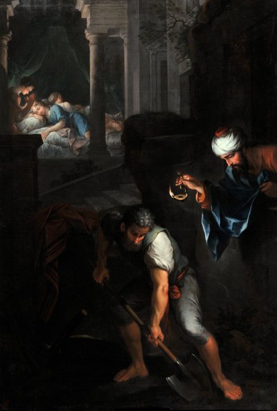 Raguel cavando seu poço (óleo sobre tela) de Pierre Parrocel