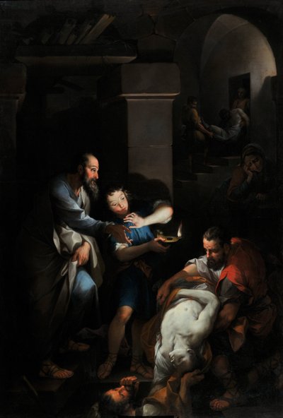 Vida de Tobie: “Tobie dá enterro a seus compatriotas mortos em sua fuga.” (óleo sobre tela) de Pierre Parrocel