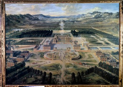 Vista do Castelo e dos Jardins de Versalhes, tirada da Avenida Paris em 1668 (óleo sobre tela) de Pierre Patel