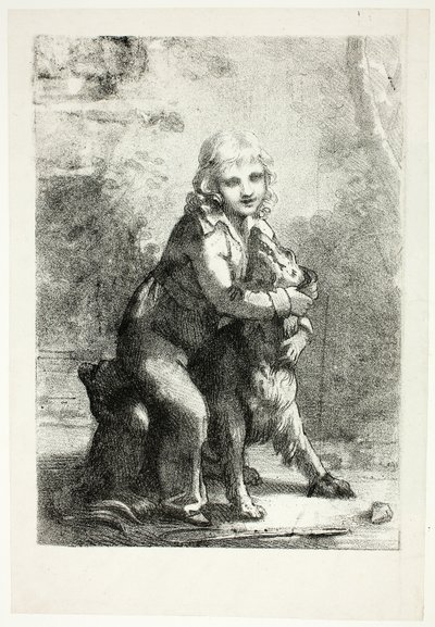 Criança com cão de Pierre Paul Prud