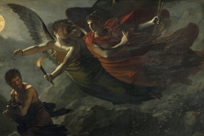 Detalhe: Justiça e vingança divina em busca do crime de Pierre Paul Prudhon
