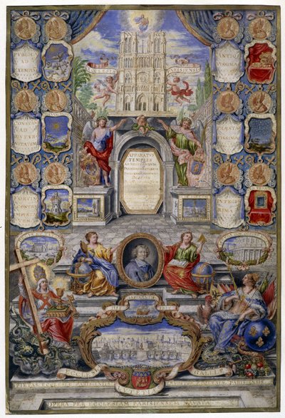 Alegoria da Igreja de Paris por ocasião da Revogação da Editora de Nantes em 18/10/1685 o pai de Jouvency fez um sermão no colégio de Clermont em dezembro de 1685 em medalhão o arqui-heveque de Paris, Harlay de Chanvallon que incentiva de Pierre Paul Sevin