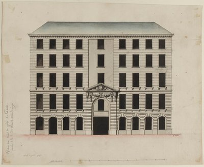 Fachada do Mont-de-Piété na rue des Blancs-Manteaux de Pierre Payen