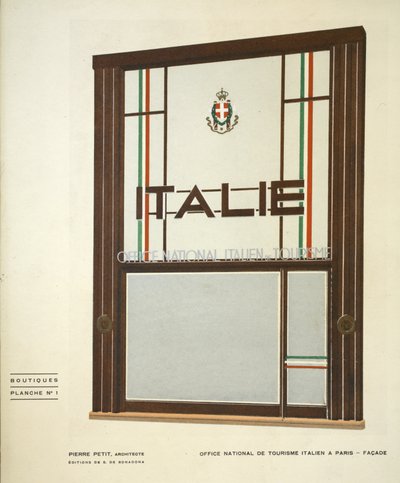 Escritório Nacional de Tourisme Italien Paris, Pierre Petit, Boutiques, Henry Delacroix, Edições S De Bonadona, Paris, final dos anos 1920, Pochoir de Pierre Petit