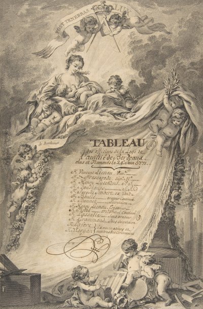 Diploma para os maçons de Bordeaux, depois de François Boucher, 1766. de Pierre Philippe Choffard