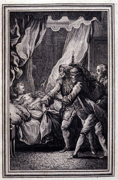 O Mandrágora - em "Contos e contos em verso", de Jean La Fontaine. 1776. Ilustração de P.P. Choffard. de Pierre Philippe Choffard