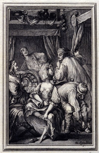The Cradle - em "Contos e contos em verso" de Jean La Fontaine. 1776. Ilustração de P.P. Choffard. de Pierre Philippe Choffard