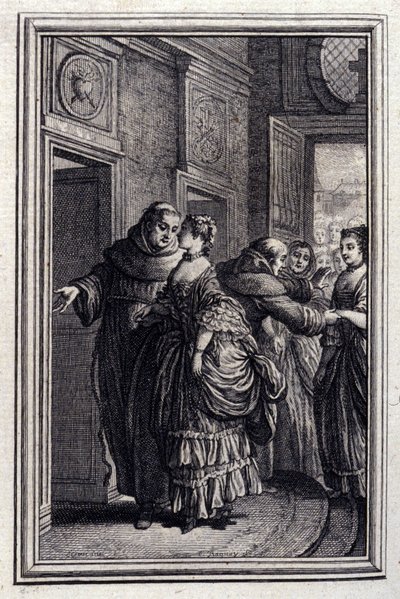 Os Irmãos da Catalunha - em "Contos e contos em verso", de Jean La Fontaine. 1776. Ilustração de P.P. Choffard. de Pierre Philippe Choffard