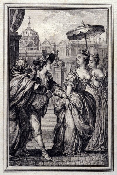 Les Oies du Pere Philippe - em "Tales et nouvelles en vers" de Jean La Fontaine. 1776. Ilustração de P.P. Choffard. de Pierre Philippe Choffard