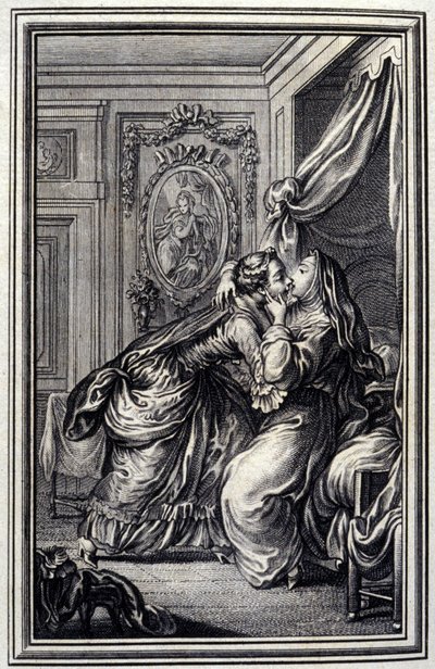 O Couturiere - em "Contos e contos em verso", de Jean La Fontaine. 1776. Ilustração de P.P. Choffard. de Pierre Philippe Choffard