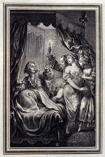 Nunca reparamos em tudo - em "Tales et nouvelles en vers" de Jean La Fontaine. 1776. Ilustração de P.P. Choffard. de Pierre Philippe Choffard