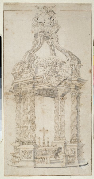 Arquitetura: "Projeto Altar e Badalquin" (desenho) de Pierre Puget