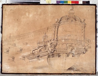 Atrás do navio “Paris”. (desenhando) de Pierre Puget