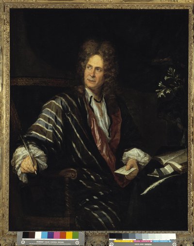 Homem sentado ou retrato do homem em roupa de seda (óleo sobre tela) de Pierre Puget