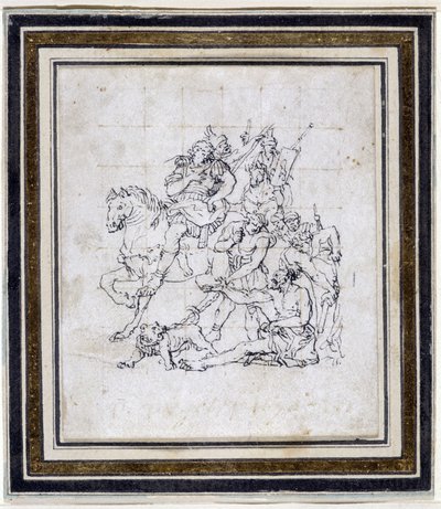 Desenho de preparação de Pierre Puget (1620-1694) para “Alexandre e Diogene” (tinta sobre papel, caneta) de Pierre Puget