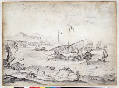 Navios no porto de Marselha (desenho) de Pierre Puget